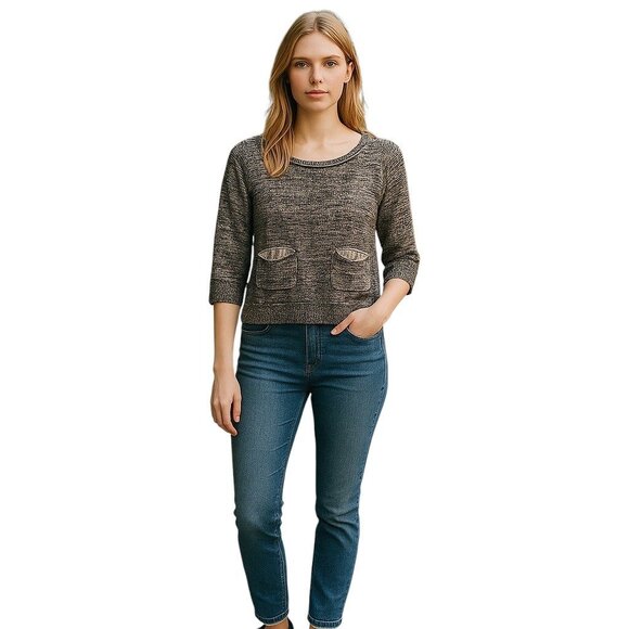 Wilfred Aritzia Space Dye Scoopneck Patch Pocket Sweater Beige Size XS Neutral - Picture 1 of 12